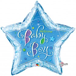 Welcome Baby Boy Stars Holographic
