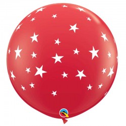 Ballon rouge étoiles blanches