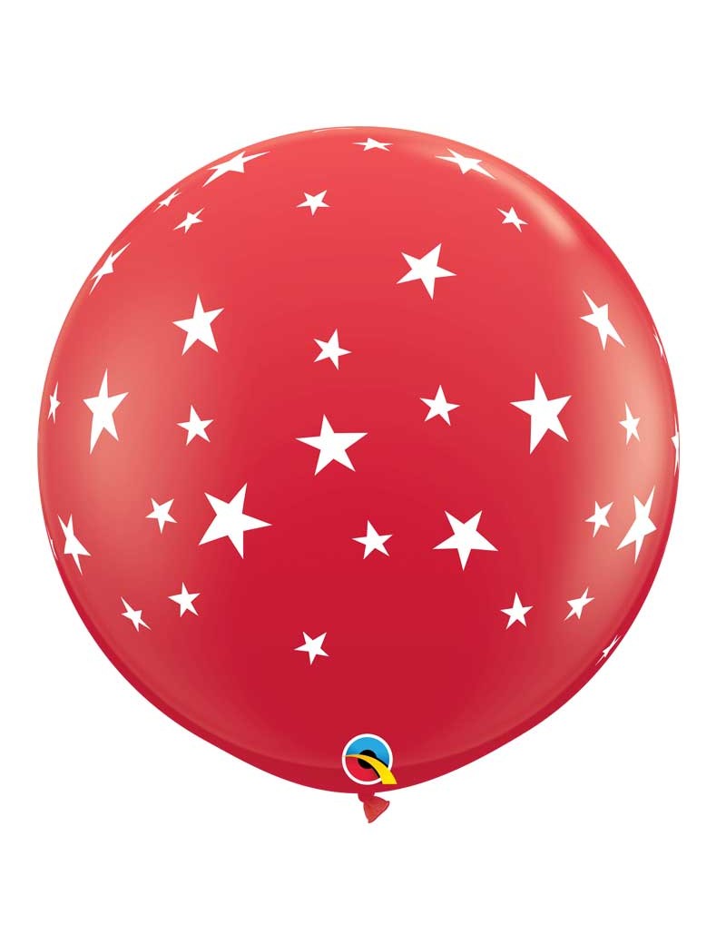 Ballon rouge étoiles blanches
