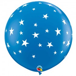 Ballon bleu étoiles blanches