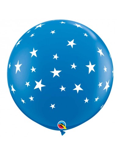 Ballon bleu étoiles blanches