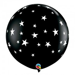 Ballon noir étoiles blanches