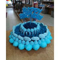 Gâteau de Bonbons bleu Happy Birthday
