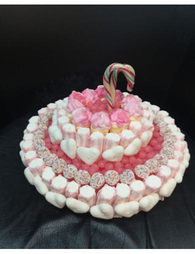 Gâteau de Bonbons rose et blanc