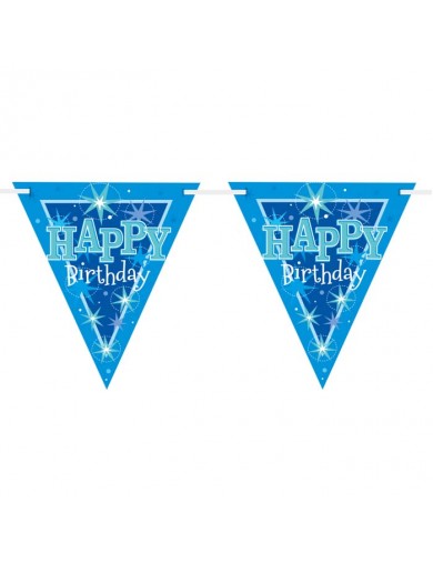 Bannière drapeaux Happy Birthday bleu